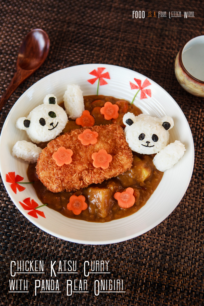 Japanese Chicken Katsu Curry Recipe with Panda Bear Onigiri